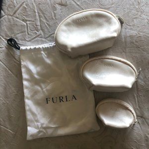Furla Pearl White Nesting Leather Cosmetic Bags (3